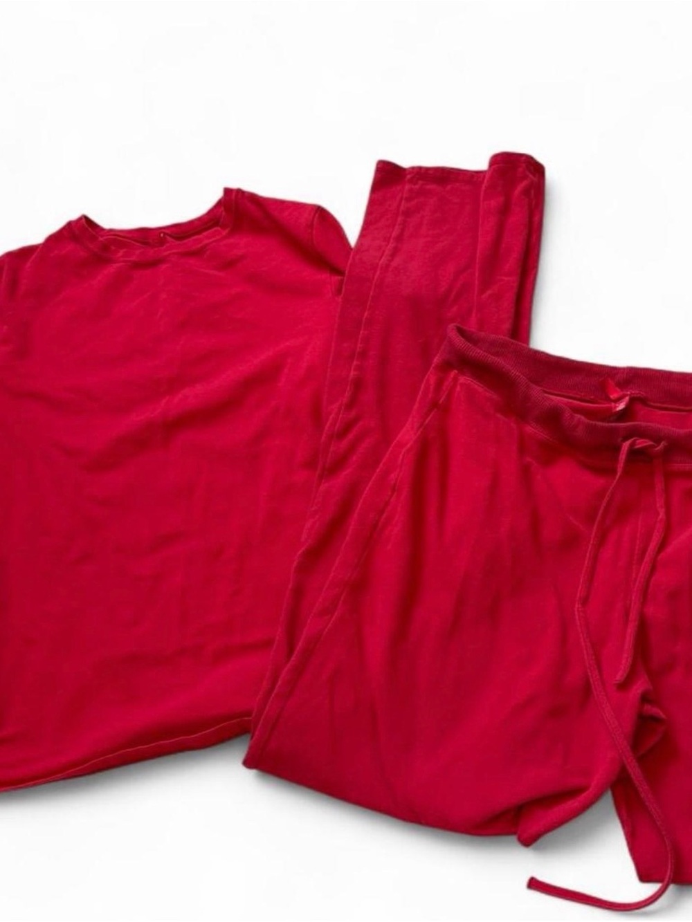 SKIMS Jersey Cotton Straight Pants and Short Sleeve Top Set - Vibrant Red